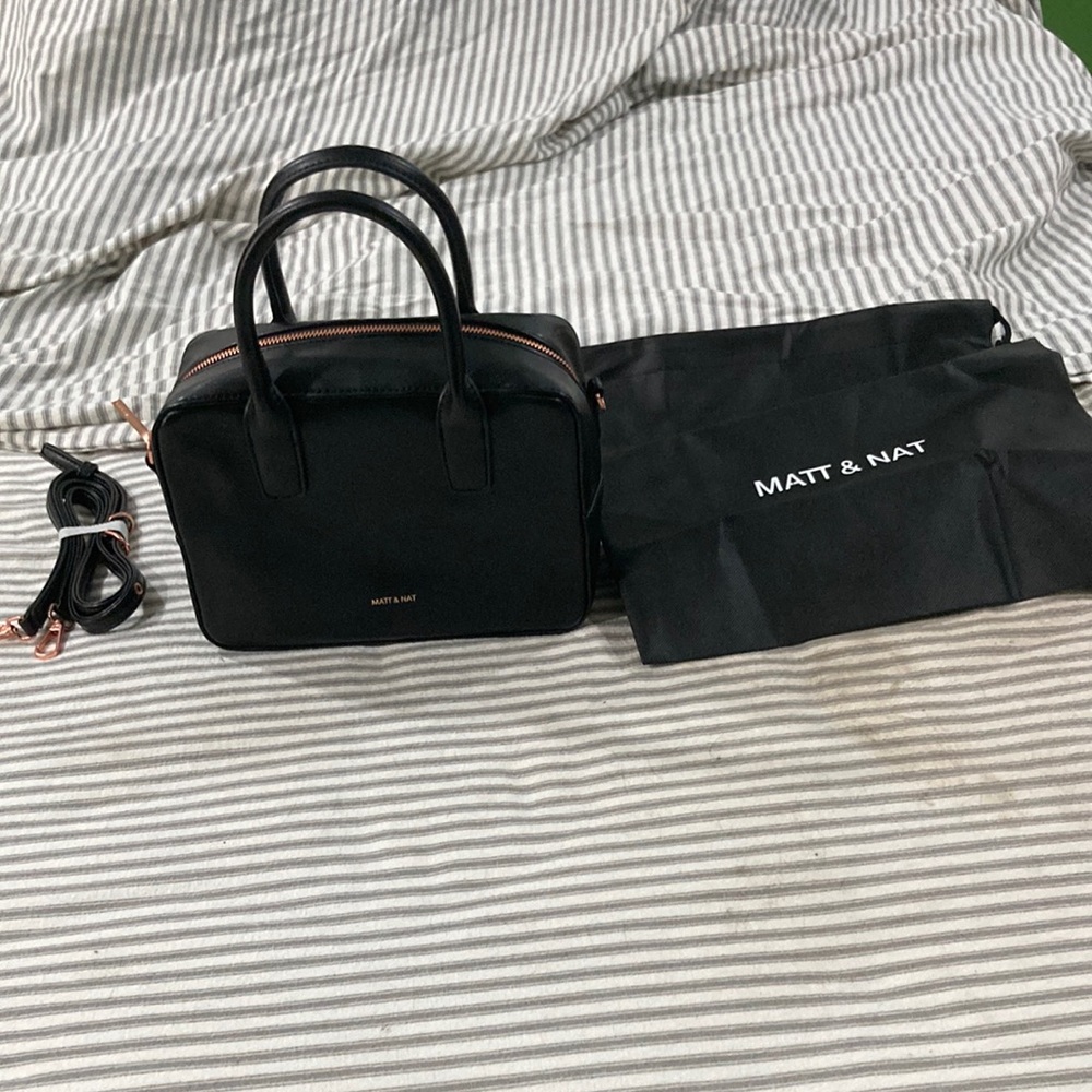 Matt & Nat satchel. Black with rose gold hardware. Like new.